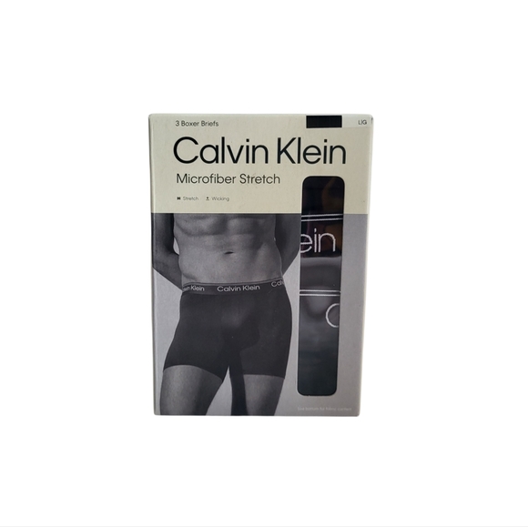 NEW Men's Calvin Klein Microfiber Stretch 3-pack Boxer Brief - Large - Picture 1 of 4